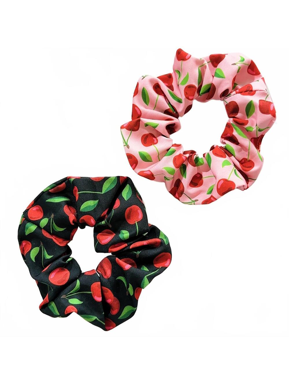 Cute Cherry Print Hair Scrunchies Set of 2